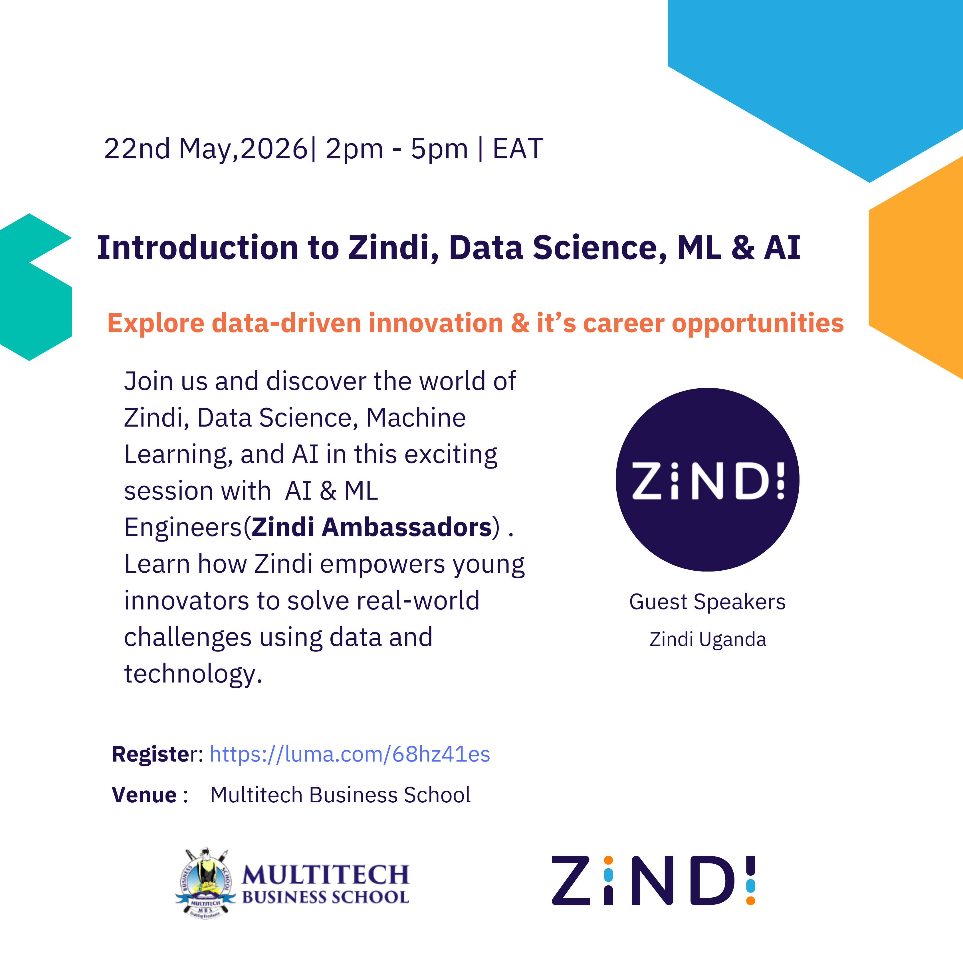 Introduction to Zindi, Data Science, ML & AI at Multitech Business School
